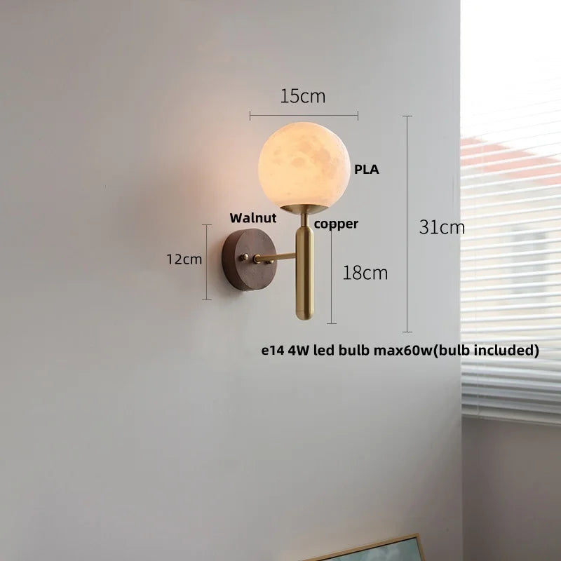 White Glass LED Wall Sconce with Pull Chain Switch & Copper Base