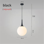 Glass Ball LED Pendant Lights for Modern Living Room, Black/White Horn Fixtures