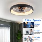 Modern Black LED Ceiling Fan Remote Chandelier with 6 Speeds & Timer