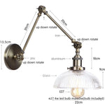 Vintage Industrial LED Wall Light with Clear Glass Shade & Adjustable Long Arm
