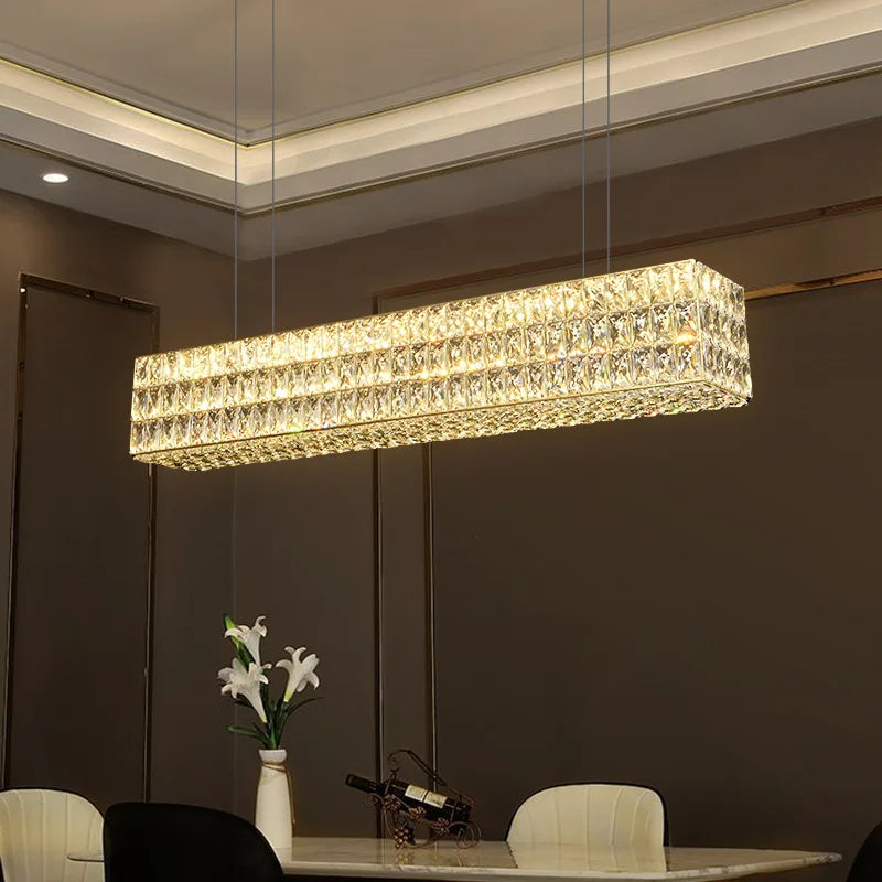 Crystal LED Pendant Light: Luxury Steel Hanging Lamp for Modern Foyer, Dining Room