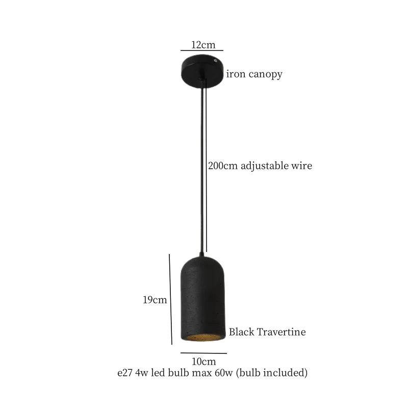 Afralia™ Black Travertine LED Pendant Lamp for Modern Interior Lighting