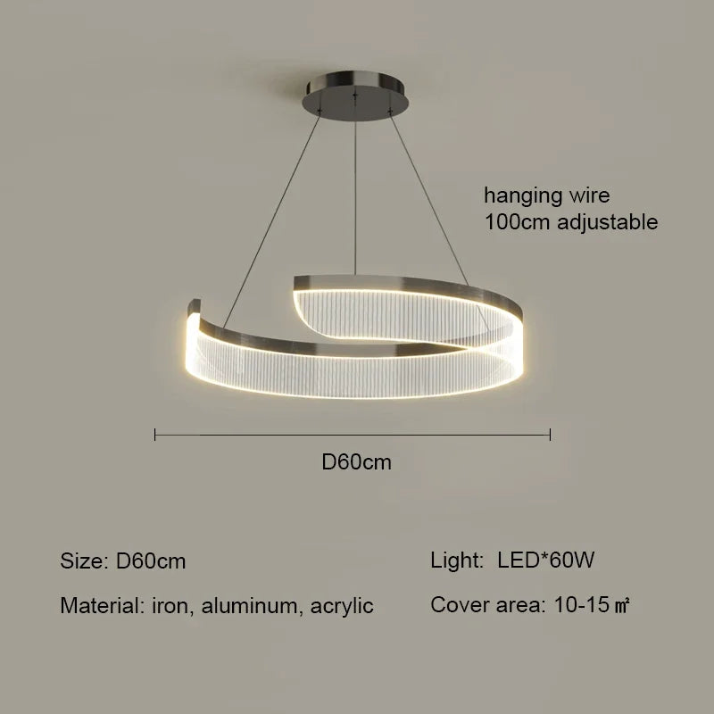 Modern Acrylic LED Semicircle Pendant Light Chandelier for Living Room and Bedroom