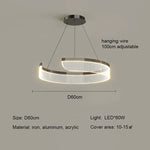Modern Acrylic LED Semicircle Pendant Light Chandelier for Living Room and Bedroom