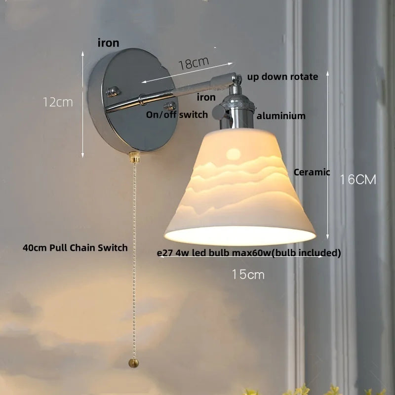 Iron Ceramic LED Wall Light Modern Living Room Sconce Wandlamp