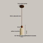 Yellow Travertine Wood Wire Adjustable LED Pendant Lights Modern Nordic Living Room