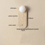Yellow Travertine Wood Canopy LED Wall Light, Japan Style Bedside Lamp
