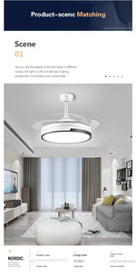 Copper Ceiling Fan with Energy-saving Lighting, Modern Style, 6-speed Variab