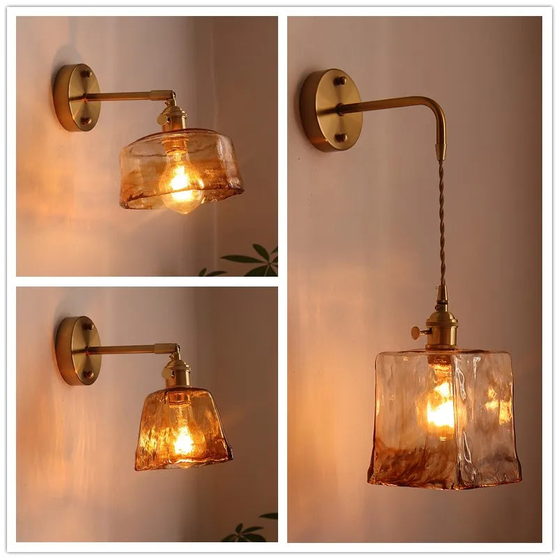 Modern Copper Glass LED Wall Light for Home Decor & Restaurant
