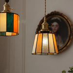 Copper Knob Switch LED Pendant Lamp, Adjustable Glass Dining Room Lighting