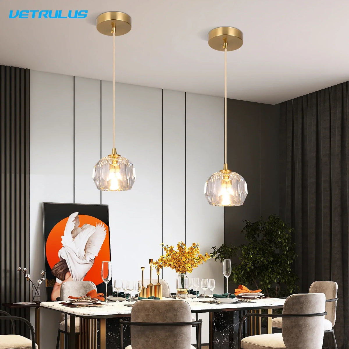 Crystal Pendant Light with Adjustable Height for Kitchen Island BedRoom Aisle Decor
