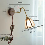 Clear Glass LED Wall Sconce Pull Chain Switch Rotate Arm Walnut Wood Stair Light