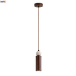 Afralia™ Vintage LED Pendant Light Fixture Iron Yellow Travertine Hanging Lamps Luminaire