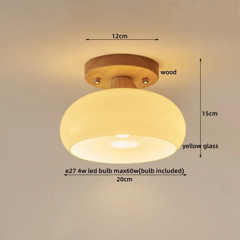 LED Wood Canopy Ceiling Lamp Modern Living Room Light Fixtures