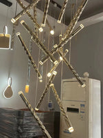 Modern LED Spiral Chandelier Cylinder Gold Chrome for Penthouse Villa