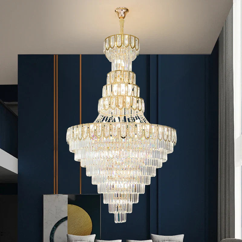 Modern Crystal Loft Chandelier for Luxury Attic Living Room