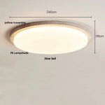 Yellow Travertine Stone LED Ceiling Lamp with Wood Canopy