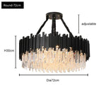 Oval LED Crystal Chandelier: Modern Black Pendant Light for Living Room, Bedroom, Dining Room