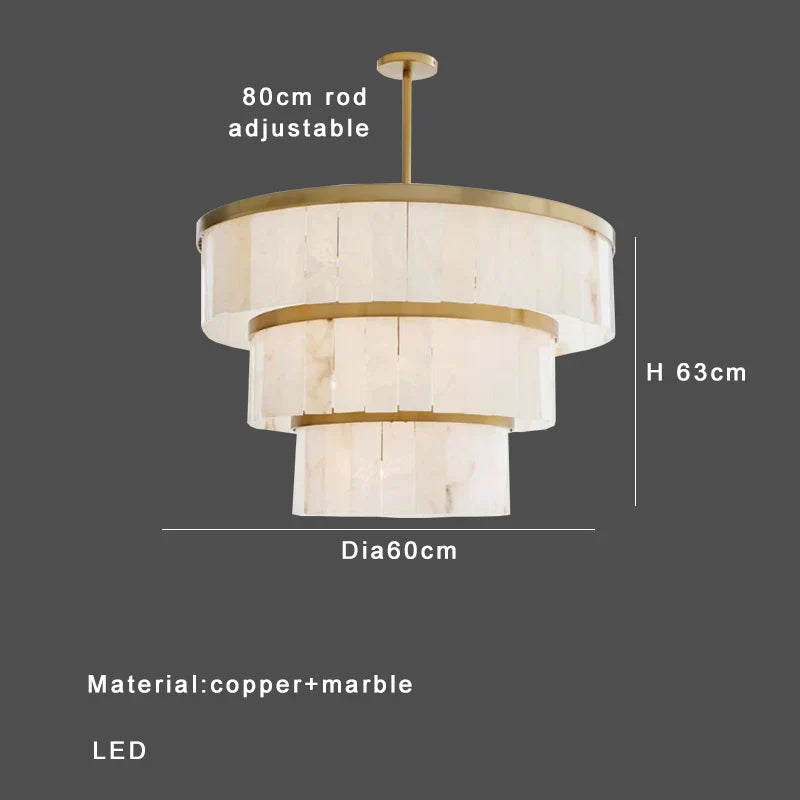 Round Marble Chandelier Ceiling Light Fixture for Kitchen Dining Room
