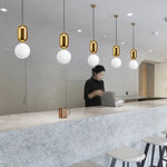 Gold Ring Glass Ball Pendant Light Fixture for Bedroom Living Room.