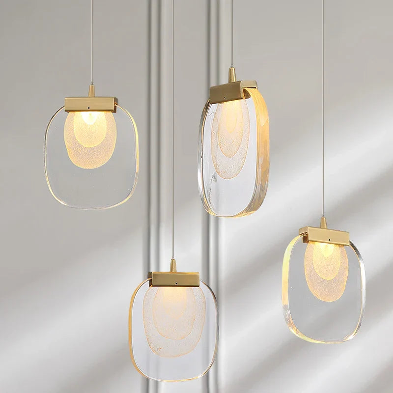 Glass Pendant Lights: Modern Crystal Hanging Lamp for Home Decor