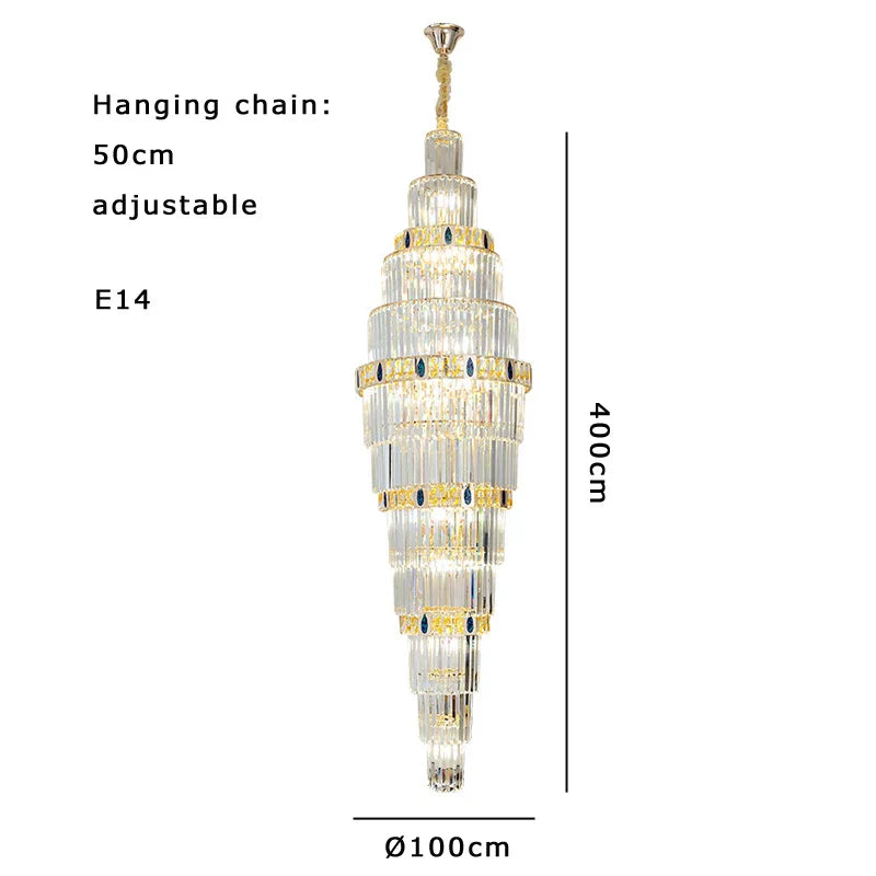 Nordic Modern Luxury Crystal Ceiling Chandelier for Foyer Hotel Stairwell Villa