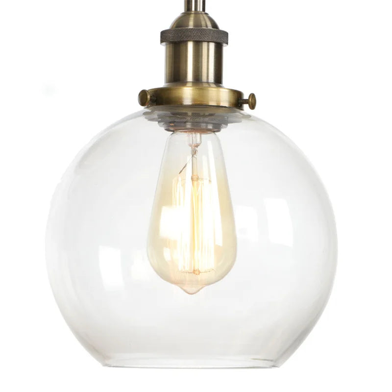 Vintage Glass LED Wall Sconce Iron Pull Chain Switch Light