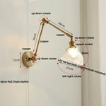 Afralia™ Brass Swing Arm LED Wall Light Fixture with Rotatable Arms & Pull Chain Switch