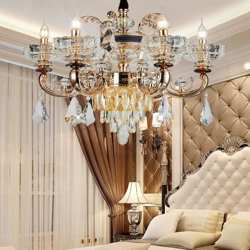 Crystal Candle Chandelier for Home Living Room Dining Bedroom
