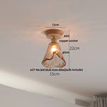 White Ceramic LED Ceiling Lamp Wood Ash Nordic Modern Copper Light