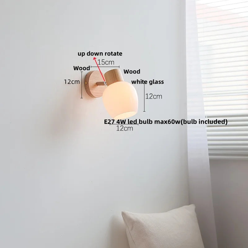 White Glass LED Wall Sconce Modern Nordic Home Decor Light