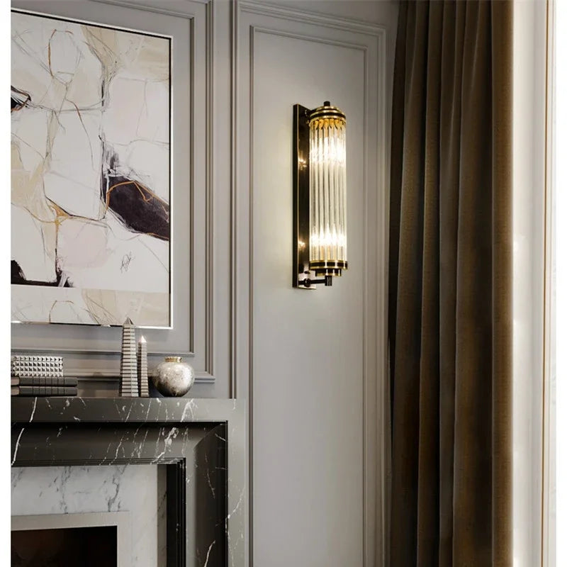 Crystal LED Gold Wall Sconce Modern Bedroom Decor Sconce Fixture