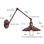 Industrial Rustic LED Wall Sconce, Long Arm Vintage Iron Light Fixture