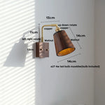 Walnut Wood LED Wall Sconce with Pull Chain Switch, Rotating Vanity Mirror Light