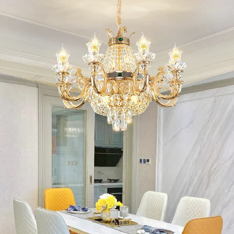 Crystal Dining Room Chandelier - Elegant Zinc Alloy Candle Lamp