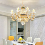 Crystal Dining Room Chandelier - Elegant Zinc Alloy Candle Lamp