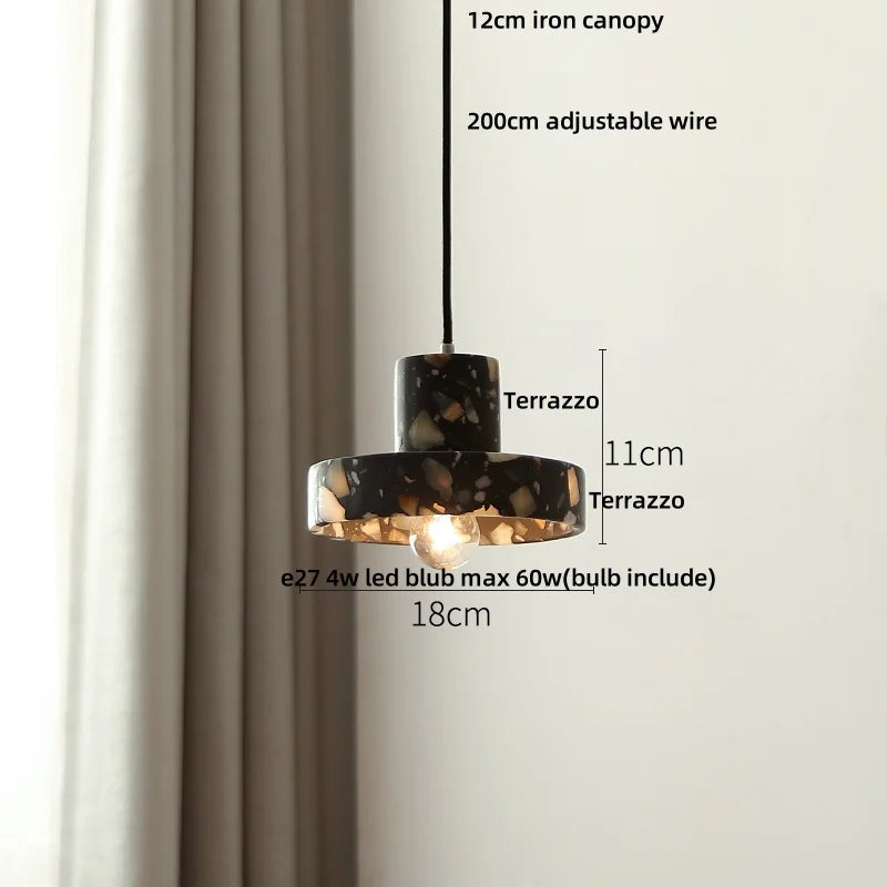 Afralia™ Terrazzo LED Pendant Lamp: Colorful Copper Modern Hanging Light