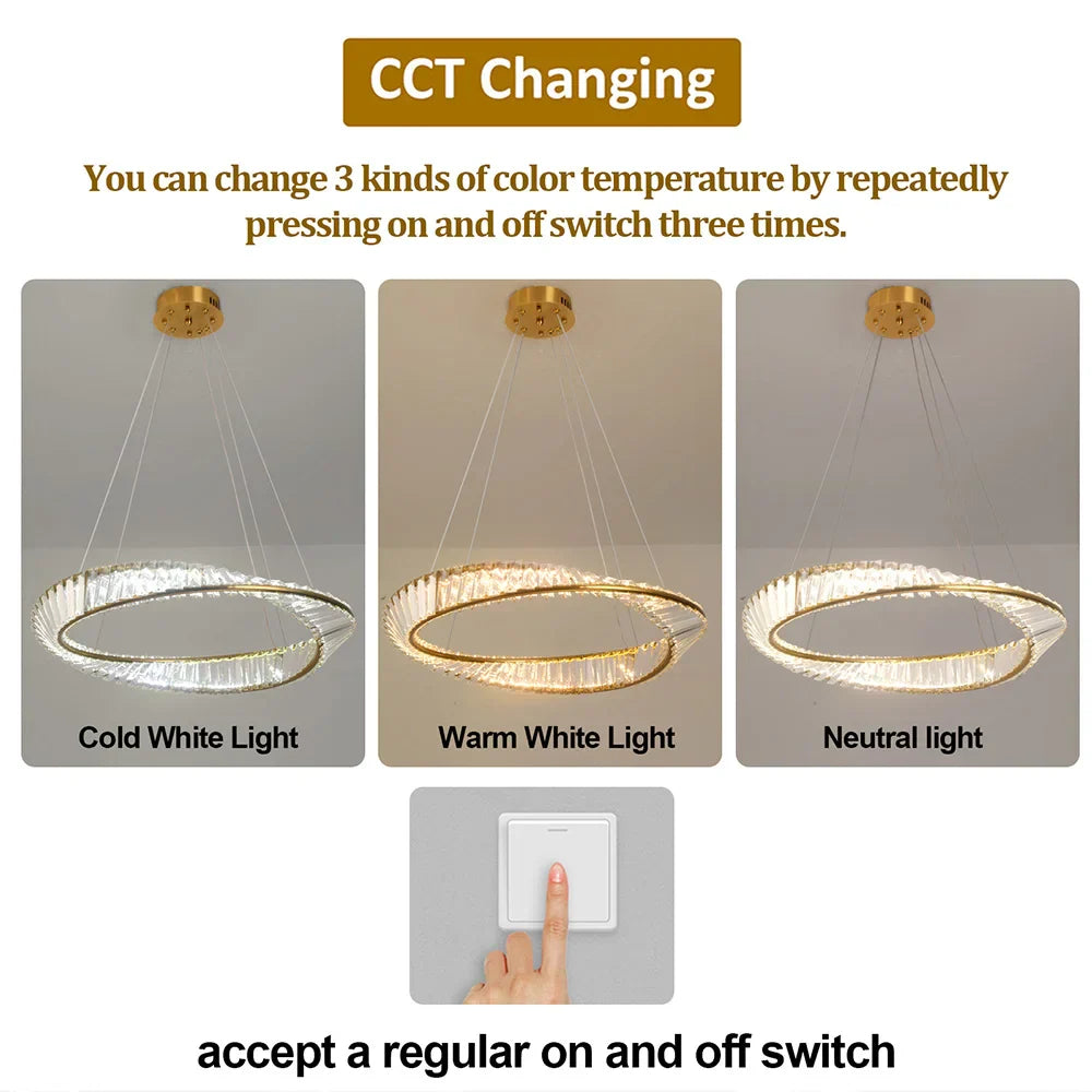 Ring LED Pendant Light: Luxury Gold Chandelier for Home Decoration