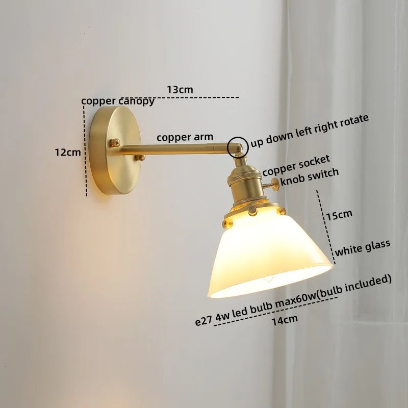 Ceramic LED Wall Light with Pull Chain Switch for Bedroom Bathroom Living Room