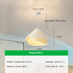 Nordic Pleated Fabric E27 Pendant Light Dining Room Creamy Hanging Lamp Bedroom Suspend Lamp - Afralia™
