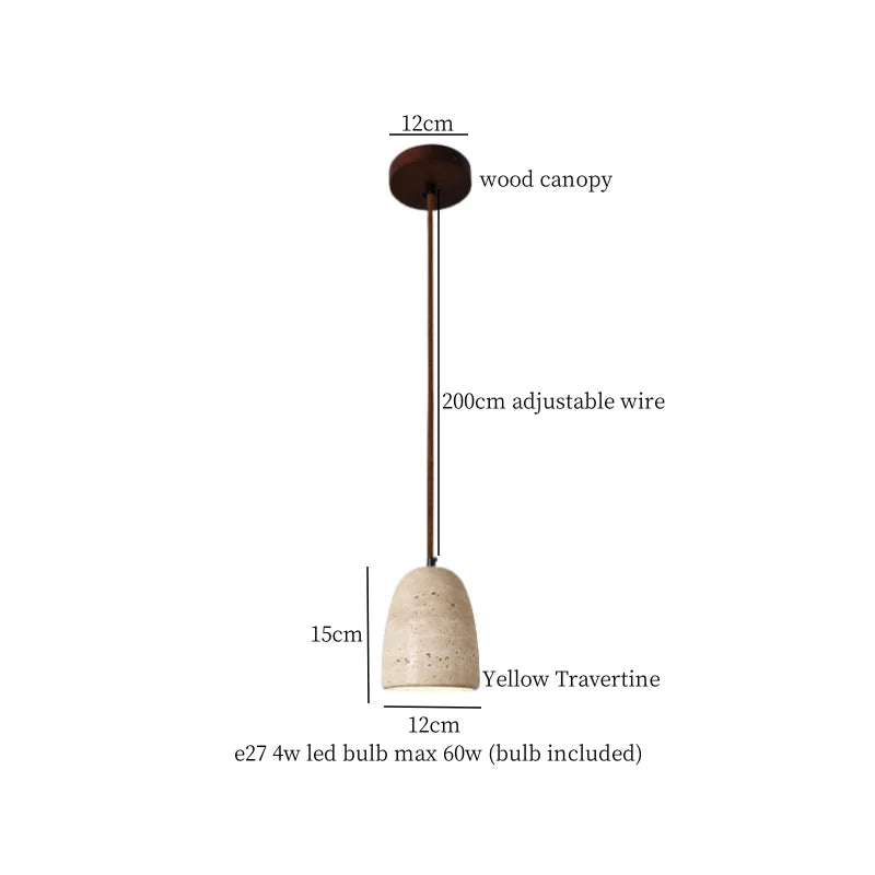 Yellow Travertine LED Pendant Lights | Mid Century Modern Hanging Lamp for Home and Kitchen