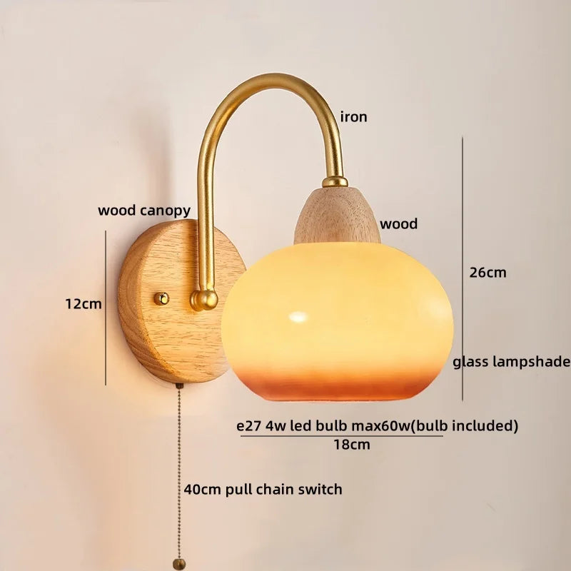 LED Pull Chain Wall Lights for Bedroom Decor