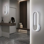 Modern White LED Wall Sconce Rotational Light Fixture for Bedroom Living Room