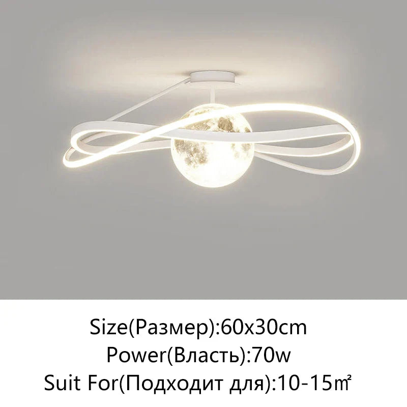 Moon LED Chandelier: Minimalist Modern Design for Living, Dining, or Bedroom Lighting