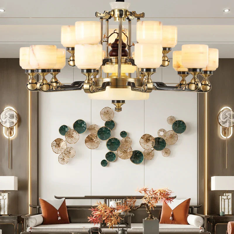 European Crystal Chandelier: Modern Luxury Copper Lighting for Living Room, Restaurant, and Hall.