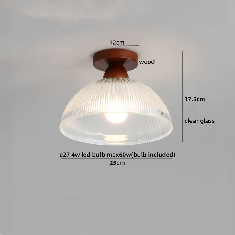 Wood Glass LED Ceiling Lights Modern Luminaria De Teto for Home Décor
