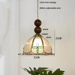 Afralia™ Copper LED Pendant Lamp Wood Globe Glass Nordic Modern Tiffany Hanging Lights