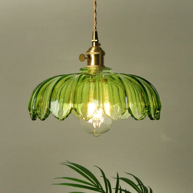 Green Glass LED Hanging Pendant Lights