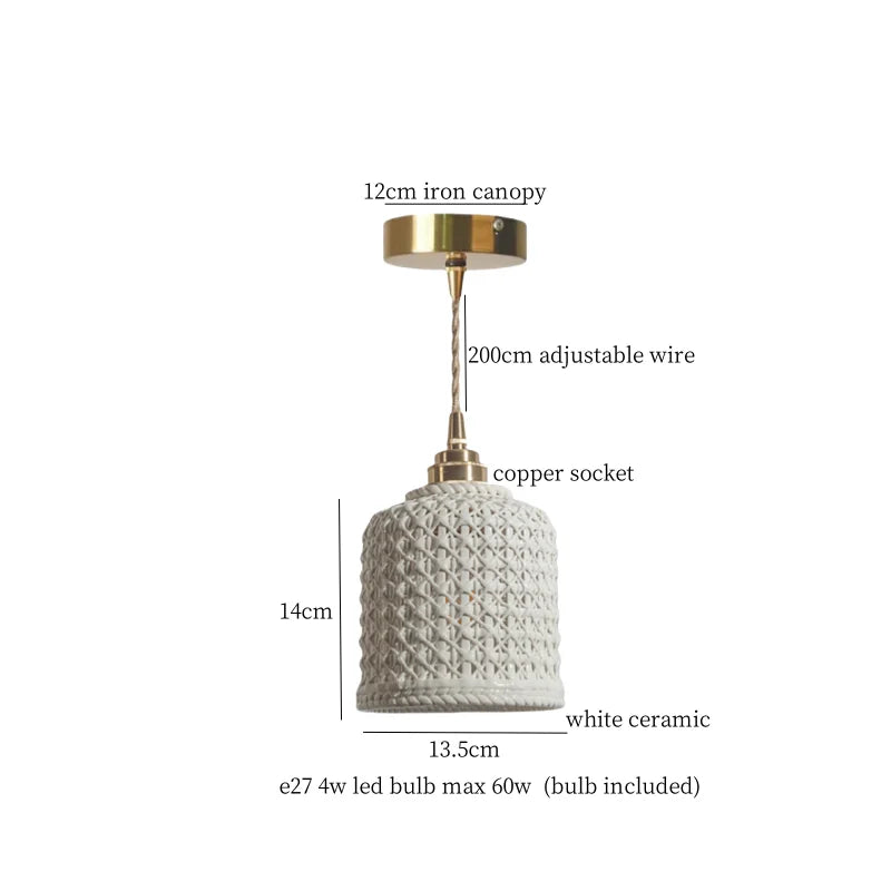 French Minimalism Ceramic LED Pendant Light for Home Decor