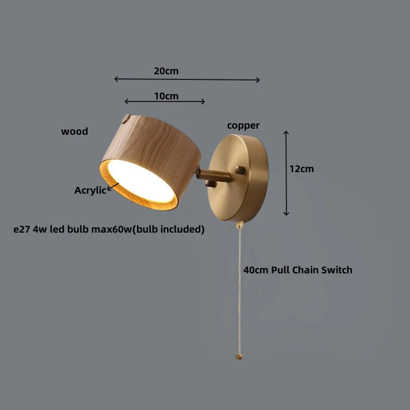 LED Wood Base Wall Sconce Modern Art Light Fixture for Living Room & Bathroom